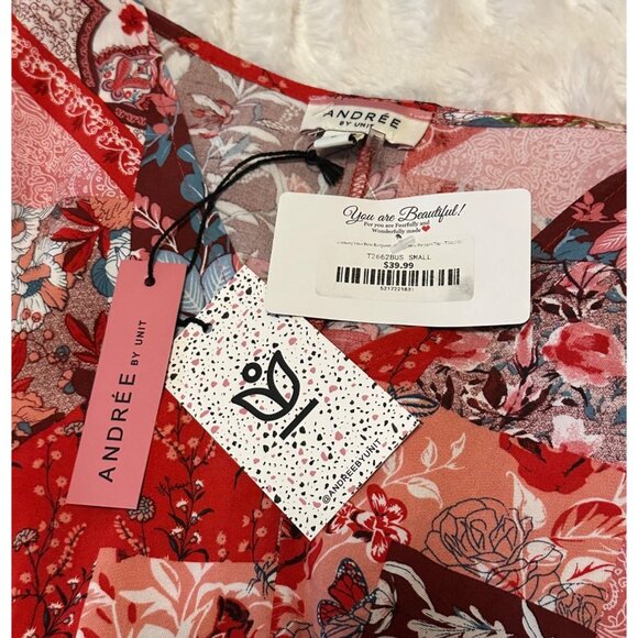 Lot of 2 ANDREE By Unit Brand Colorful Floral Blouses 100% Rayon Women's Size S - Picture 6 of 16